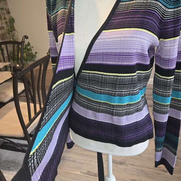 Diane Von Furstenberg silk blend Multicolor Striped Balerina Wrap Sweater Large - Picture 4 of 9